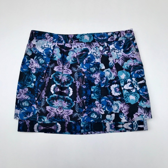 Maje Dresses & Skirts - Maje Blue Floral Mini Skirt Peplum 38 / Medium